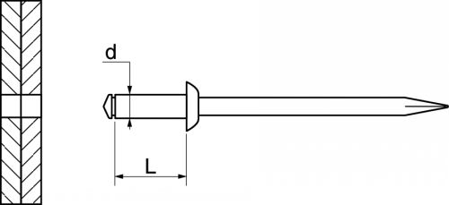 Rivet tête plate alu tige acier