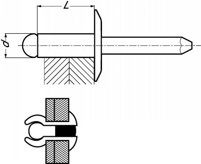 Rivet tête large alu tige acier