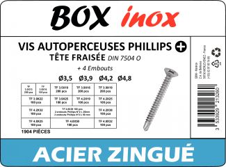 Vis autoperceuses PHILLIPS tête fraisée + embouts