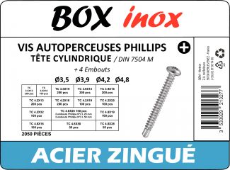 Vis autoperceuses PHILLLIPS tête cylindrique + embouts