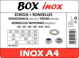 Ecrous + rondelles hexagonaux/freins - Rondelles moyennes