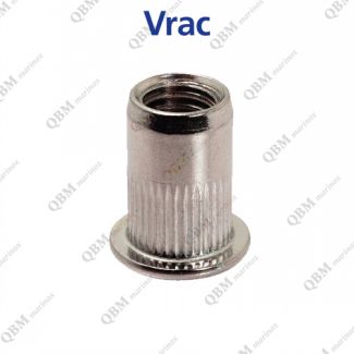 &Eacute;crou &agrave; sertir cylindrique crant&eacute; t&ecirc;te plate Inox A2
