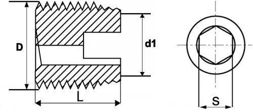 Insert fileté métal 6 pans