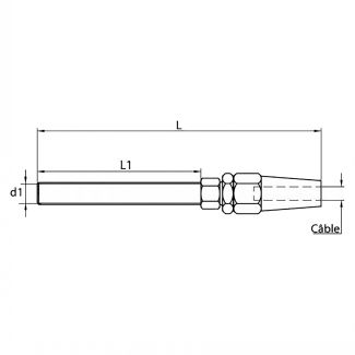 Terminaison filet&eacute;e sertissage manuel pas a gauche