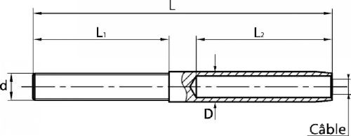 Embout filet&eacute; &agrave; sertir pas a droite petit mod&egrave;le