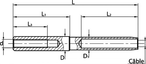 Embout &agrave; sertir taraude pas a droite petit mod&egrave;le