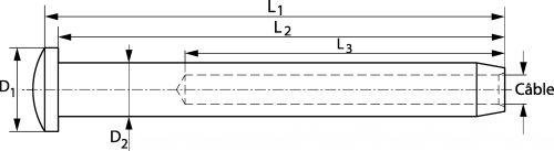 Terminaison &agrave; sertir t&ecirc;te cylindrique bomb&eacute;e