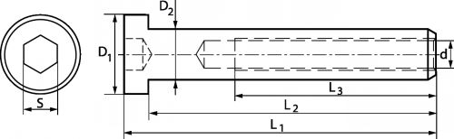Terminaison taraud&eacute;e t&ecirc;te cylindrique hexagonale creuse