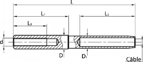 Embout &agrave; sertir taraude pas a droite