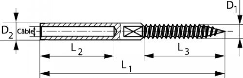 Embout &agrave; sertir filetage bois