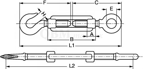 Tendeur oeil-crochet - plan