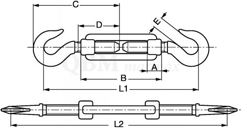 Tendeur crochet-crochet - plan