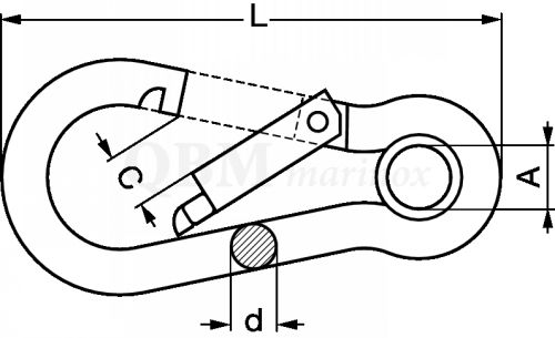 Mousqueton pompier &agrave; oeil - plan