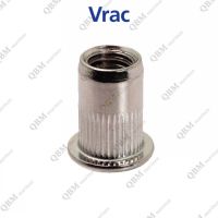 &Eacute;crou &agrave; sertir cylindrique crant&eacute; t&ecirc;te plate Inox A2